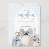 Little Pumpkin Blue Boy Baby shower Invitation Kaart (Voorkant)