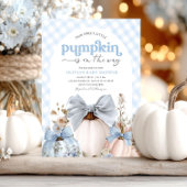 Little Pumpkin Blue Boy Baby shower Invitation Kaart