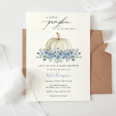 Little Pumpkin Blue Boy Baby shower Invitation Kaart