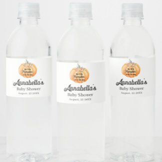 Little Pumpkin Blue Boy Baby Shower Waterfles Etiket