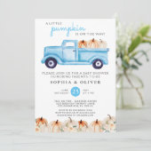 Little Pumpkin Blue Boy Couples Baby shower Kaart (Staand voorkant)