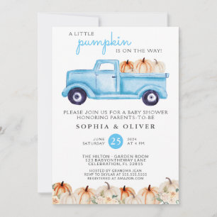 Little Pumpkin Blue Boy Couples Baby shower Kaart