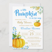 Little Pumpkin Blue Garden Baby shower Invitation Kaart (Voorkant)