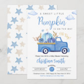 Little Pumpkin Blue Rustic Truck Baby Boy Shower Kaart (Voorkant / Achterkant)