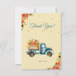 Little Pumpkin Blue Truck Baby shower Bedankkaart