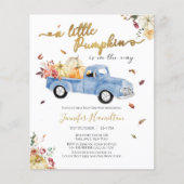 Little Pumpkin Blue Truck Baby shower Invitation (Voorkant)