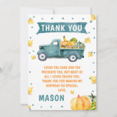 Little Pumpkin Blue Truck Birthday Dank je wel Kaart (Voorkant)
