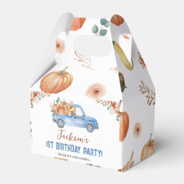 Little Pumpkin Blue Truck eerste verjaardag gunstb Bedankdoosjes