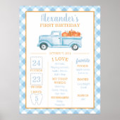 Little Pumpkin Blue Truck eerste verjaardag mijlpa Poster (Voorkant)
