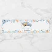 Little Pumpkin Blue Truck Fall Baby Shower Waterfles Etiket (Enkel label)
