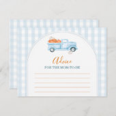 Little Pumpkin Blue Truck Gingham Advice For Mommy Informatiekaartje (Voorkant / Achterkant)