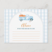 Little Pumpkin Blue Truck Gingham Advice For Mommy Informatiekaartje (Voorkant)