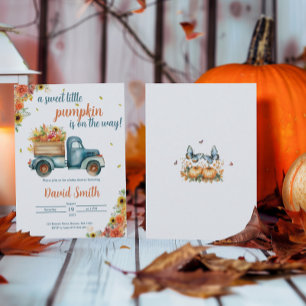 Little Pumpkin Blue Truck & Herfst Floral Kaart