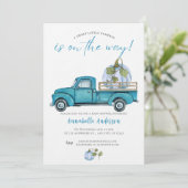 Little Pumpkin Blue waterverf Boy Baby shower Kaart (Staand voorkant)