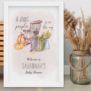 Little Pumpkin Blush Herfst Baby shower Welcome Si Poster