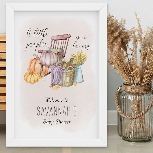 Little Pumpkin Blush Herfst Baby shower Welcome Si Poster