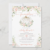 Little Pumpkin Blush Pink Floral Herfst Baby showe Kaart (Voorkant)