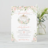 Little Pumpkin Blush Pink Floral Herfst Baby showe Kaart (Staand voorkant)