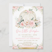 Little Pumpkin Blush Pink Floral Herfst Verjaardag Kaart (Voorkant)