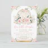 Little Pumpkin Blush Pink Floral Herfst Verjaardag Kaart (Staand voorkant)