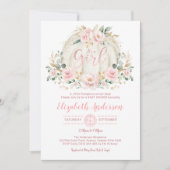 Little Pumpkin Blush Roos Gold Floral Baby shower Kaart (Voorkant)