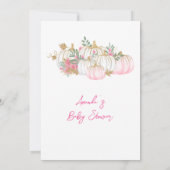 Little Pumpkin Blush Roze groen Baby shower Kaart (Achterkant)