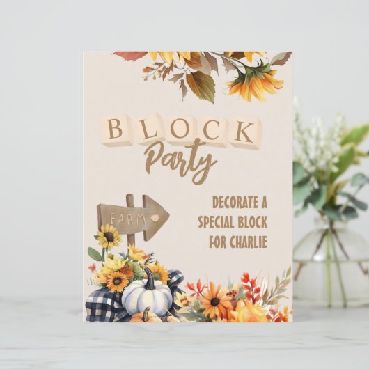 Little Pumpkin Boerderij Block Activity Sign (Staand voorkant)