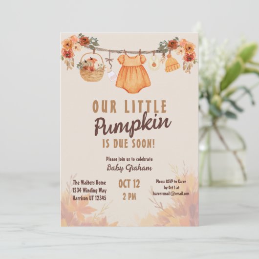 Little Pumpkin Boerderij Herfst Baby shower Kaart (Staand voorkant)