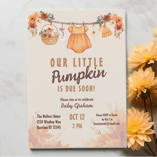 Little Pumpkin Boerderij Herfst Baby shower Kaart