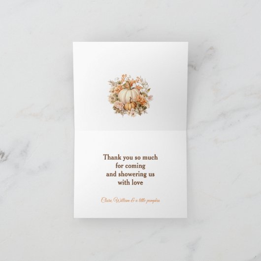 Little Pumpkin Boho Baby shower Bedankt Card (Binnen)