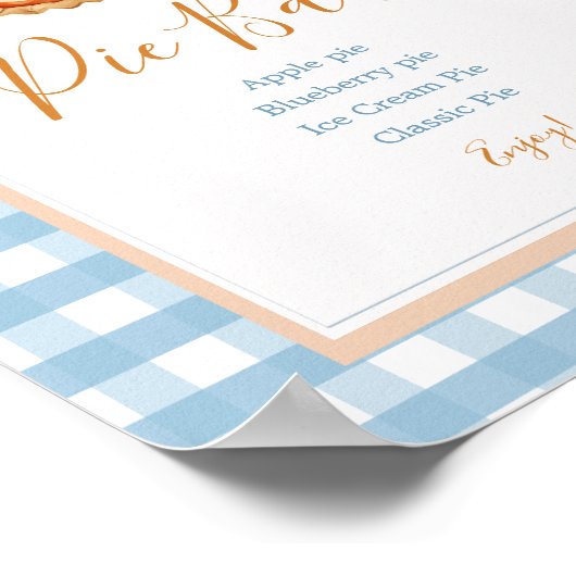 Little Pumpkin Boho Blue Gingham Pie Bar Poster (Hoek)