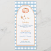 Little Pumpkin Boho Blue Gingham Verjaardag Menu (Voorkant)