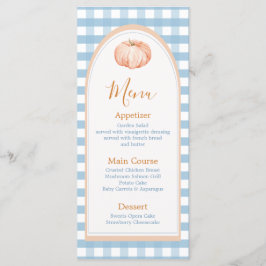 Little Pumpkin Boho Blue Gingham Verjaardag Menu