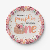 Little Pumpkin Boho Floral 1st Bday Papier Bord (Voorkant)