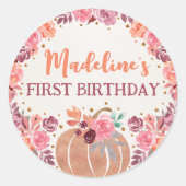 Little Pumpkin Boho Floral 1st Bday Sticker (Voorkant)