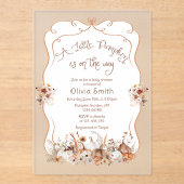 Little Pumpkin Boho Floral Baby shower Acryl Uitnodigingen (Voorkant)