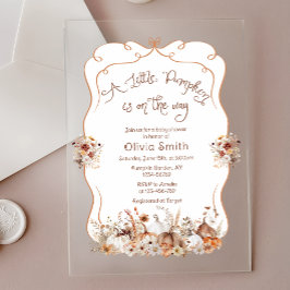 Little Pumpkin Boho Floral Baby shower Acryl Uitnodigingen
