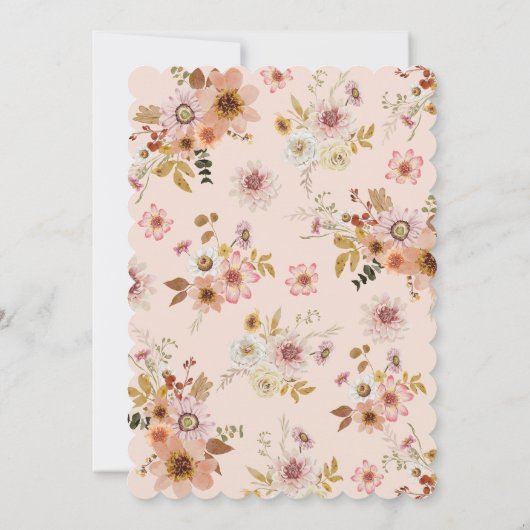 Little Pumpkin Boho Floral Baby shower Kaart (Achterkant)