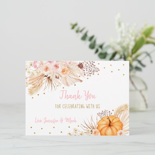 Little Pumpkin Boho Floral Bedankkaart (Staand voorkant)