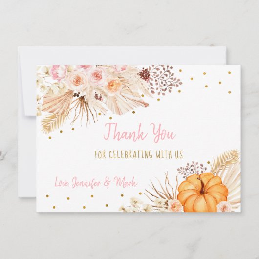 Little Pumpkin Boho Floral Bedankkaart (Voorkant)