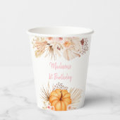 Little Pumpkin Boho Floral Birthday Papieren Bekers (Achterkant)