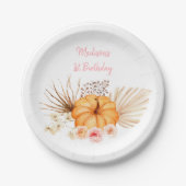 Little Pumpkin Boho Floral Birthday Papieren Bordje (Voorkant)