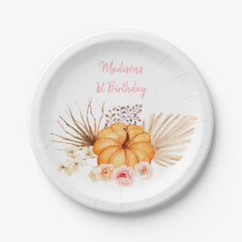 Little Pumpkin Boho Floral Birthday Papieren Bordje