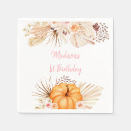 Little Pumpkin Boho Floral Birthday Servet