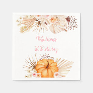 Little Pumpkin Boho Floral Birthday Servet