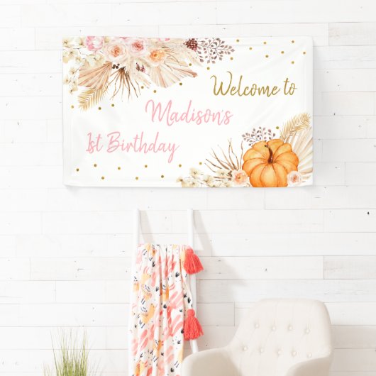 Little Pumpkin Boho Floral Birthday Spandoek (Insitu)