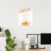 Little Pumpkin Boho Floral Birthday Welkom Poster (Thuiskantoor)