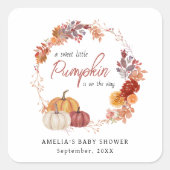 Little Pumpkin Boho Genderneutraal Baby shower Vierkante Sticker (Voorkant)