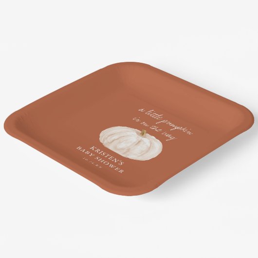 Little Pumpkin Boho Herfst Baby shower Papieren Bordje (Gebogen)