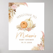 Little Pumpkin Boho Herfst Bloemen Welkomstbord Poster (Voorkant)